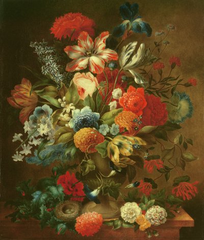 Natura morta di fiori con nido di uccello da Ottmar the Elder Elliger